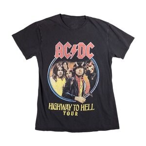 AC/DC Highway To Hell Tour T-Shirt Mens Medium Black Good Graphic Band Tee